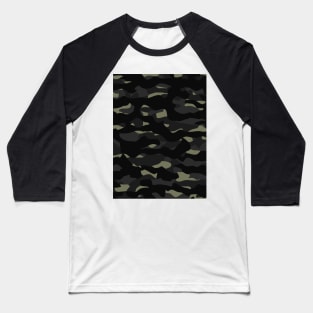 Cool Camouflage Pattern - Dark Black, Shades of Grey and Beige Baseball T-Shirt